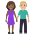 👩🏾‍🤝‍👨🏼 woman and man holding hands: medium-dark skin tone, medium-light skin tone display on JoyPixels